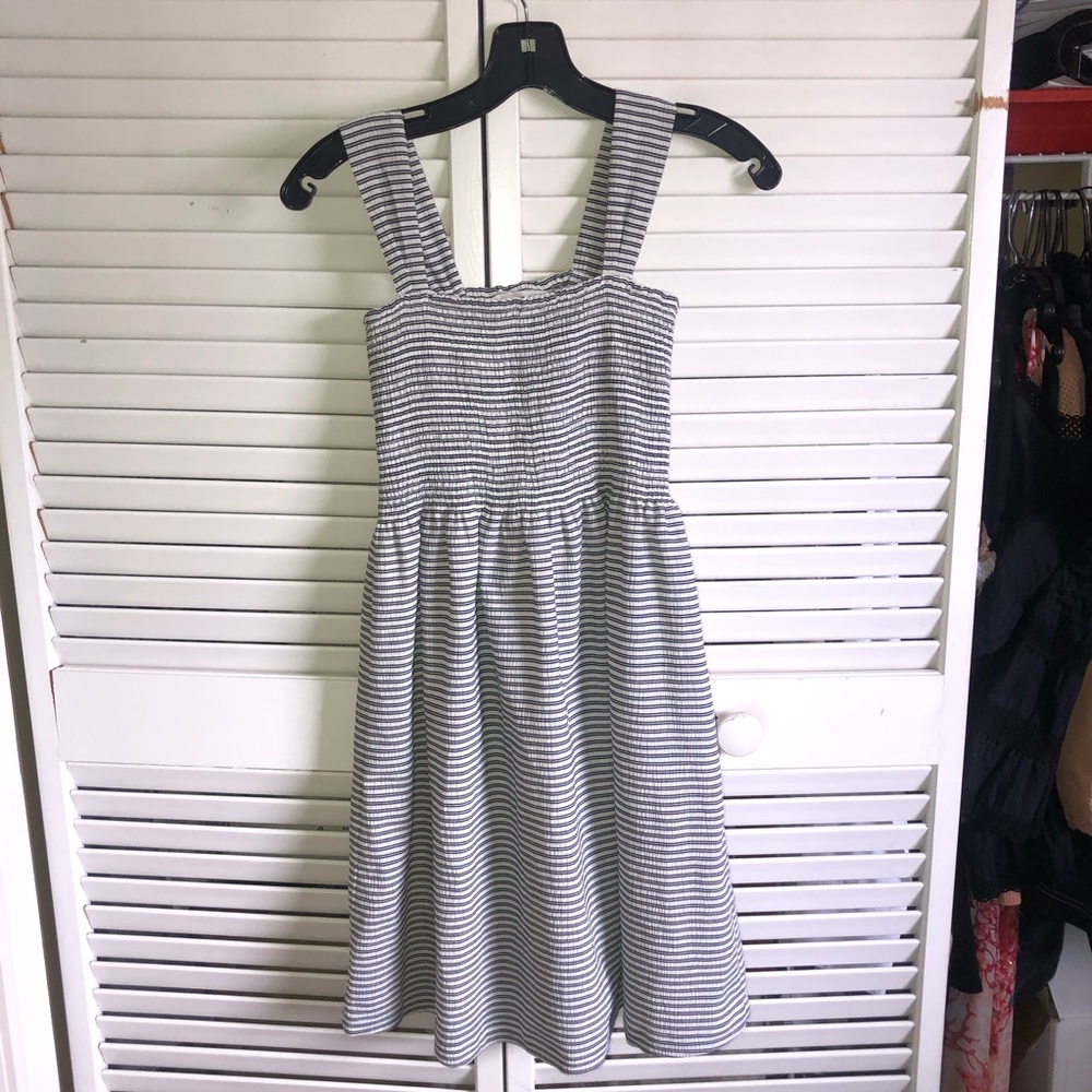 Madewell Texture & Thread Smocked Dress in stripe